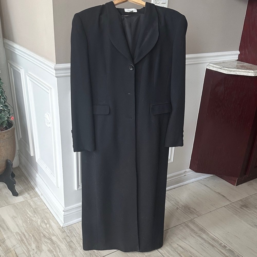 Classic Black Maxi Dress Coat - Conrad C Collection -45% wool